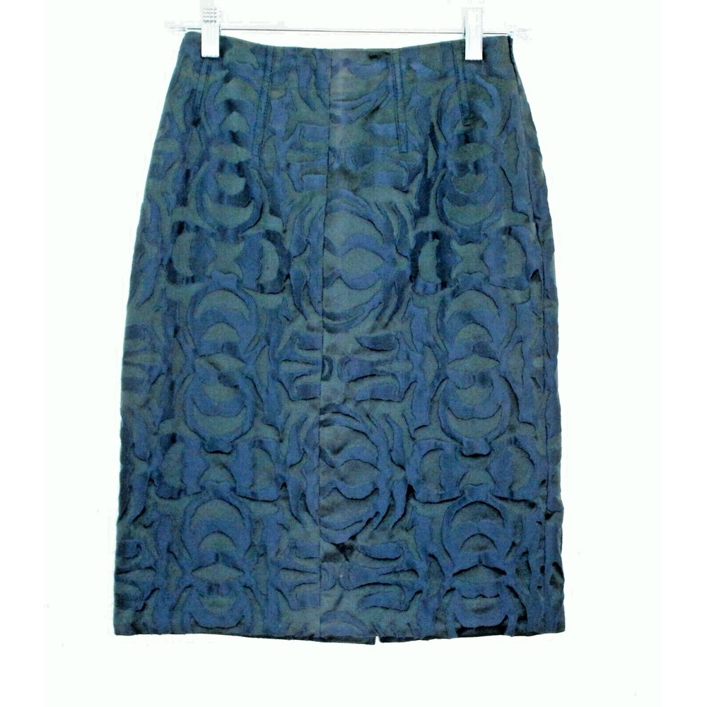 Piazza Sempione Abstract Print Teal Blue Pencil Skirt Women's 38 Made In Italy